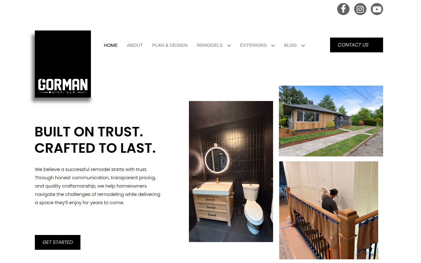 Gorman Built remodeling website — Portland, OR