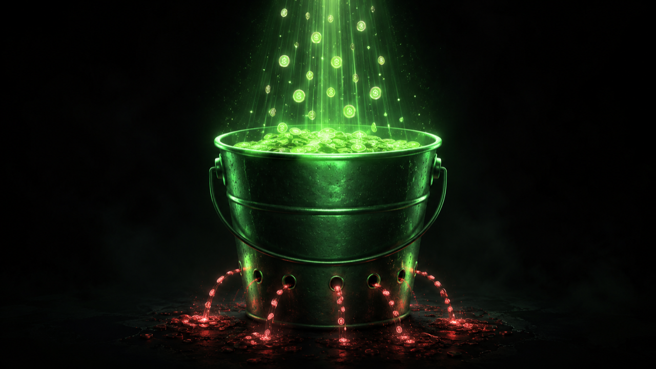 A leaky bucket: new customers pour in the top while customers leak out holes in the bottom