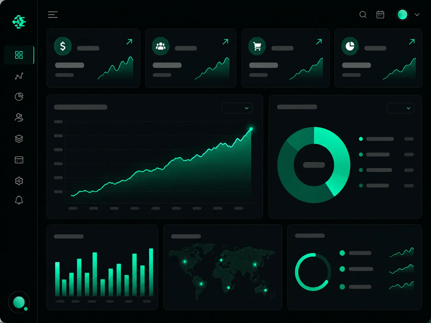 Simple dashboard showing the seven core business metrics tracked over time